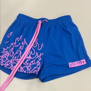 Kill Crew Women's Athletic Shorts with Pink Flames